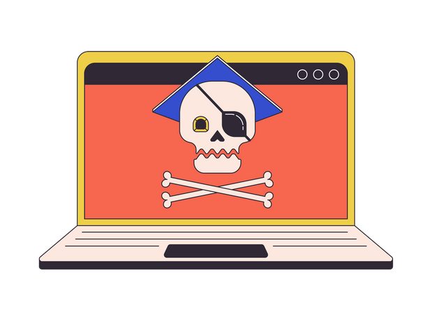 Online piracy on laptop  Illustration