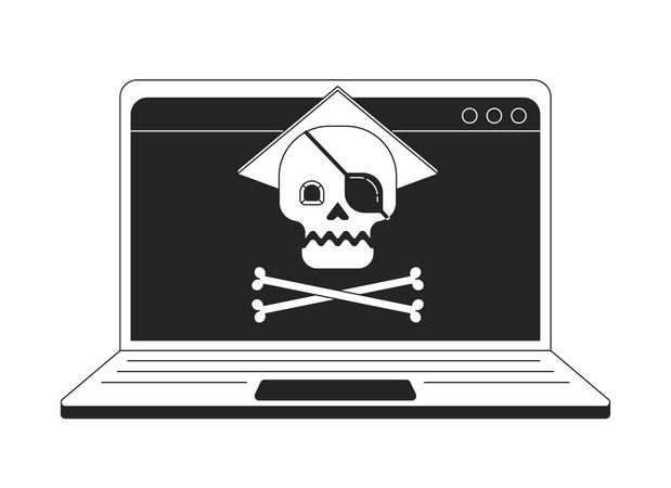 Online piracy on laptop  Illustration