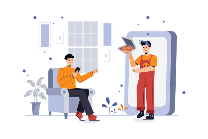 Online pizza delivery  Illustration