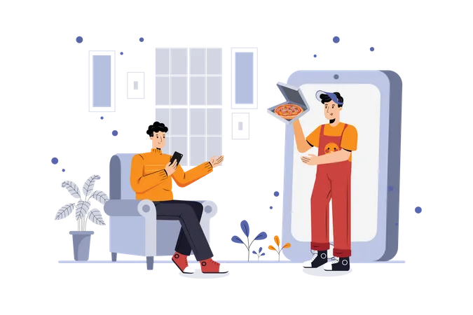 Online pizza delivery  Illustration