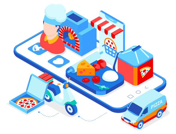 Online pizza delivery  Illustration