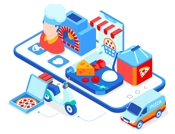 Online pizza delivery  Illustration