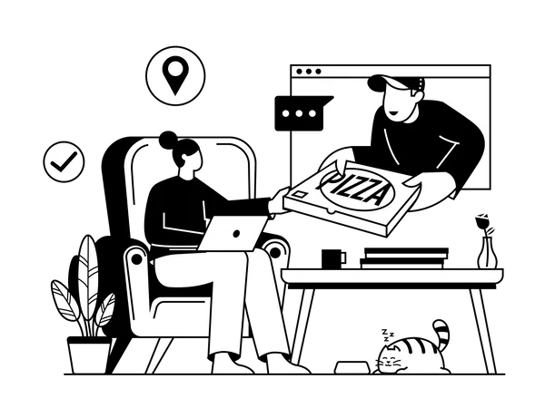 Online Pizza Delivery  Illustration