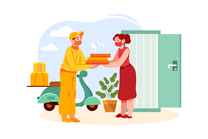 Online Pizza Delivery  Illustration