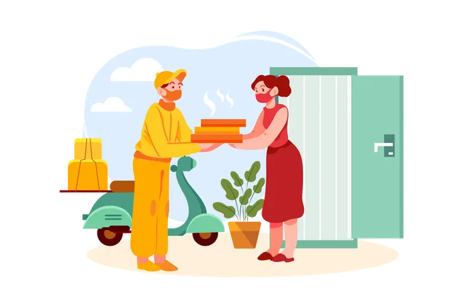 Online Pizza Delivery  Illustration