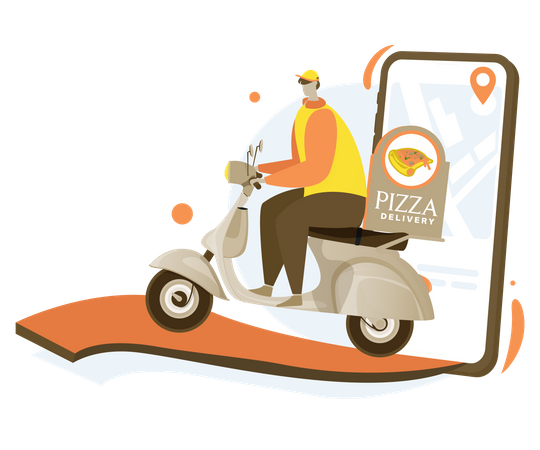 Online-Pizzalieferung  Illustration