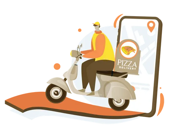 Online-Pizzalieferung  Illustration