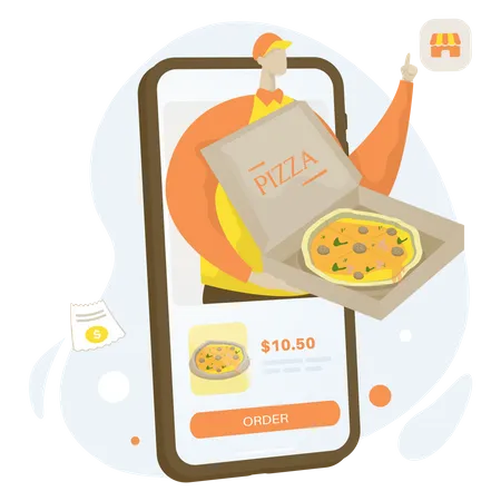 Online-Pizzalieferung  Illustration