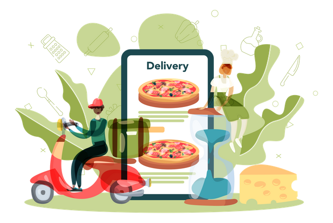 Online-Pizzalieferung  Illustration