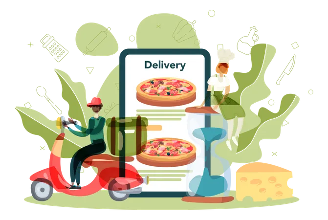 Online-Pizzalieferung  Illustration