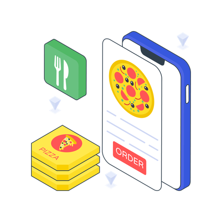 Online Pizza Order  Illustration