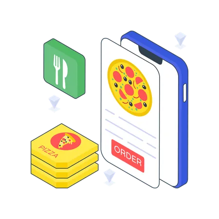 Online Pizza Order  Illustration