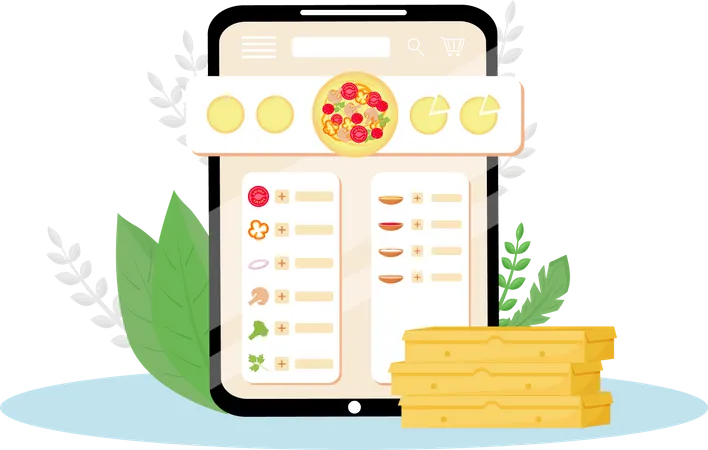 Online pizza ordering app Illustration