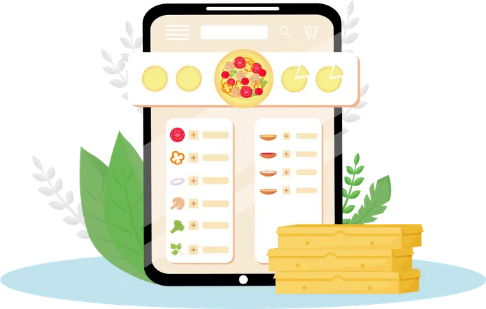 Online pizza ordering app  Illustration