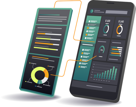 Online-Präsentations-Dashboard für Geschäftsanalysen und Leistungsmetriken  Illustration