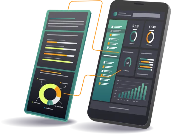 Online-Präsentations-Dashboard für Geschäftsanalysen und Leistungsmetriken  Illustration