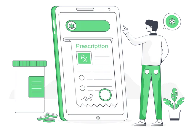 Premium Flat Illustration Of Online Prescription 일러스트레이션