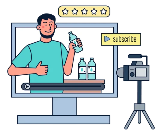 Online product review by vlogger  Illustration