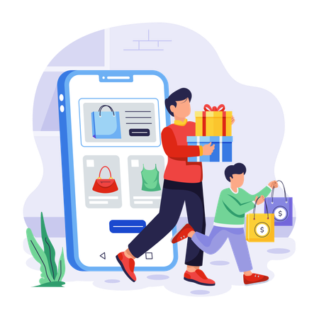 Online products bought by people  Illustration