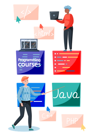 Online programming course Illustration