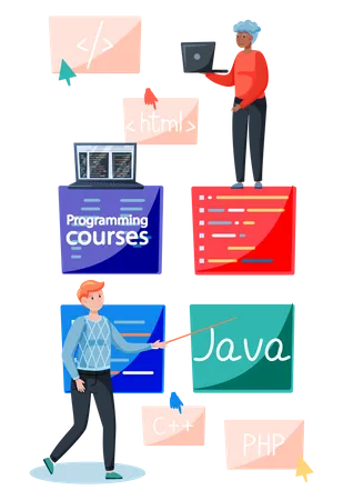 Online programming course  Illustration