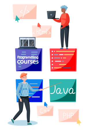 Online programming course  Illustration