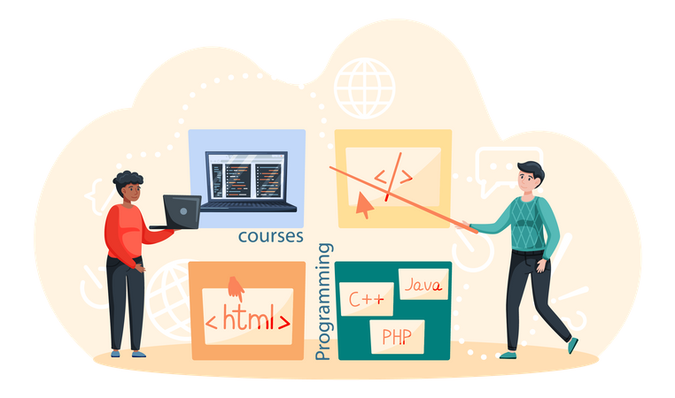 Online programming courses Illustration
