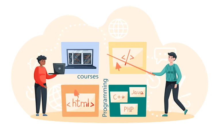 Online programming courses Illustration