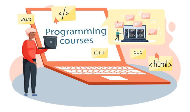 Online programming courses  Illustration