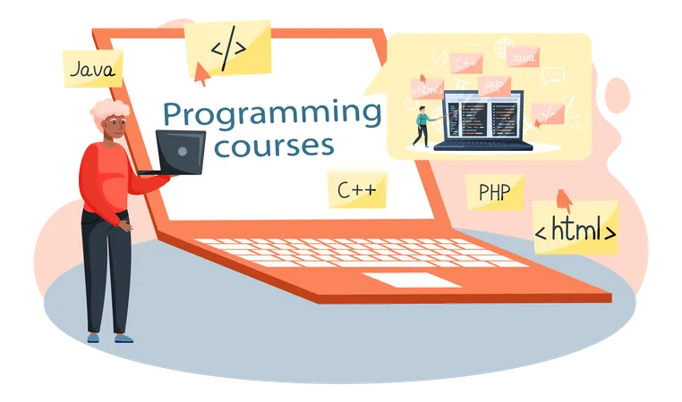 Online programming courses  Illustration