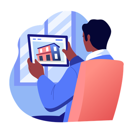 Online property purchased by man  Illustration