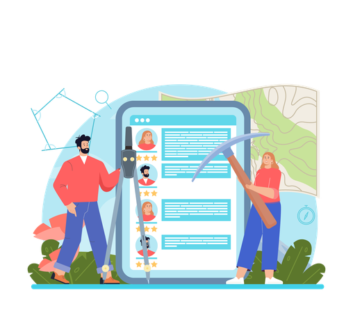 Online property surveying technology  Illustration