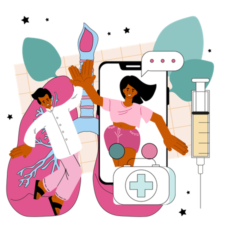 Online Pulmonologist service  Illustration