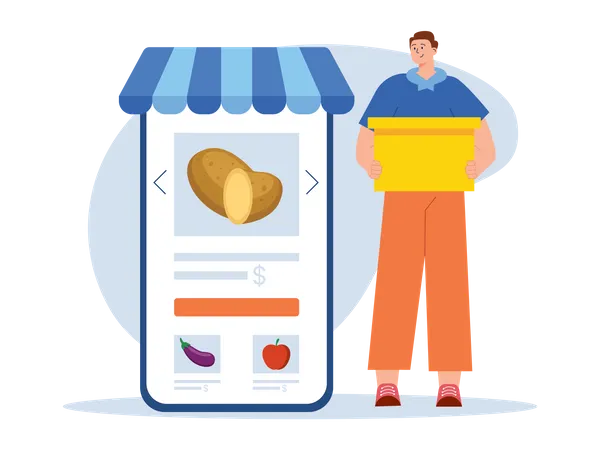 Online purchasing grocery  Illustration