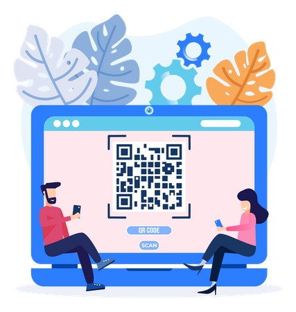 Online-QR-Code-Scannen  Illustration