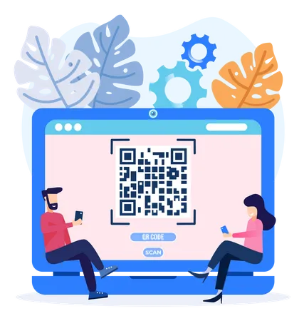 Online-QR-Code-Scannen  Illustration