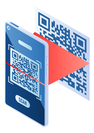 Online-Zahlung mit QR-Code  Illustration