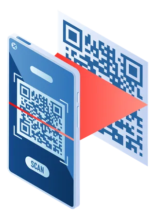 Online-Zahlung mit QR-Code  Illustration