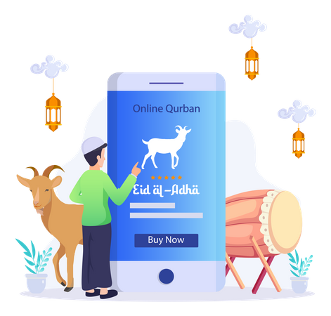 Online Qurban Mobile Application  Illustration