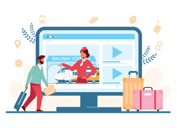 Online railway service  Illustration