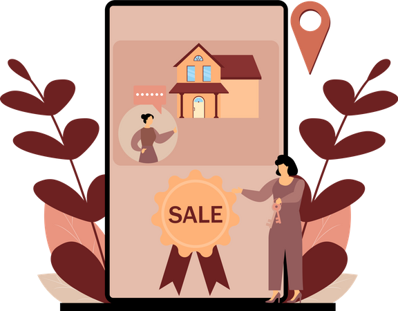 Online real estate selling Illustration