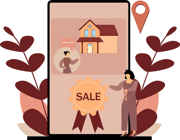 Online real estate selling Illustration