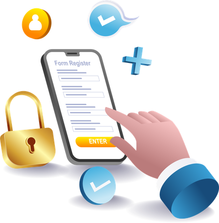 Online registration with smartphone  Illustration