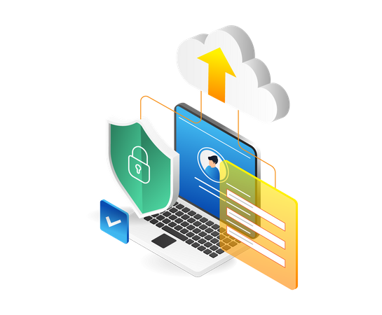 Sicherheit von Online-Registrierungsdaten und Cloud-Speicher  Illustration