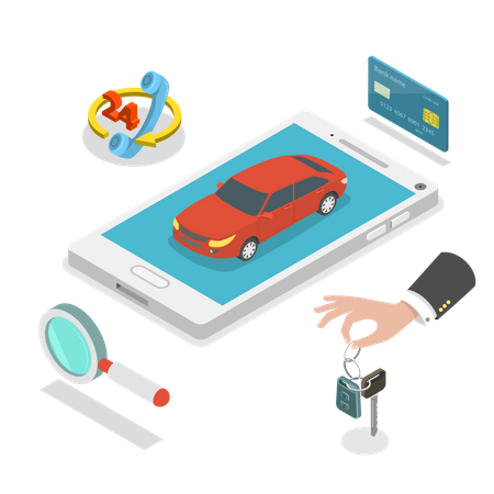Online rental car service Illustration