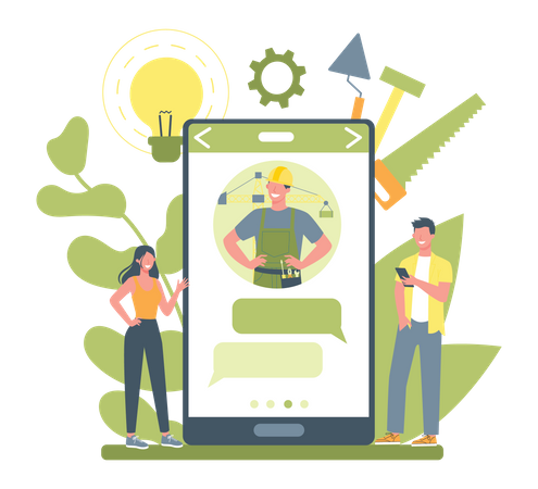 Online repairmen application  Illustration