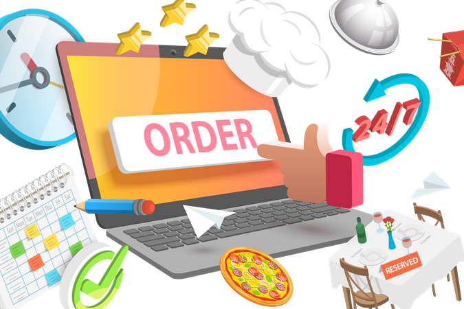 Online Restaurant Booking  Illustration