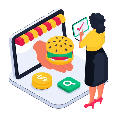 Online Restaurant Order  Illustration