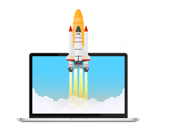 Online rocket launching  Illustration