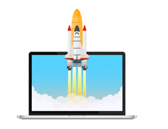 Online rocket launching  Illustration